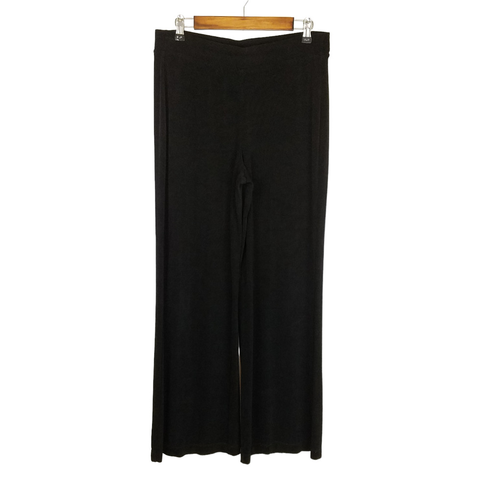 Chicos Travelers Womens Pants Size 1 = 8 Black Wide Leg Pull On Elastic Waist